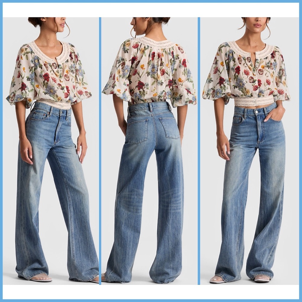 Alice + Olivia Cherelle Floral Button Down Blouse Top - Picture 4 of 12